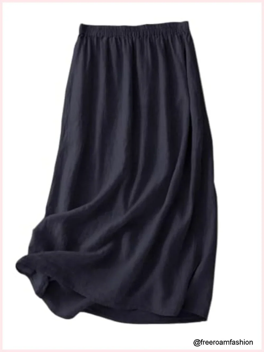 Linen High Waisted A-Line Midi Skirt with Pockets - Spring Casual Flowy